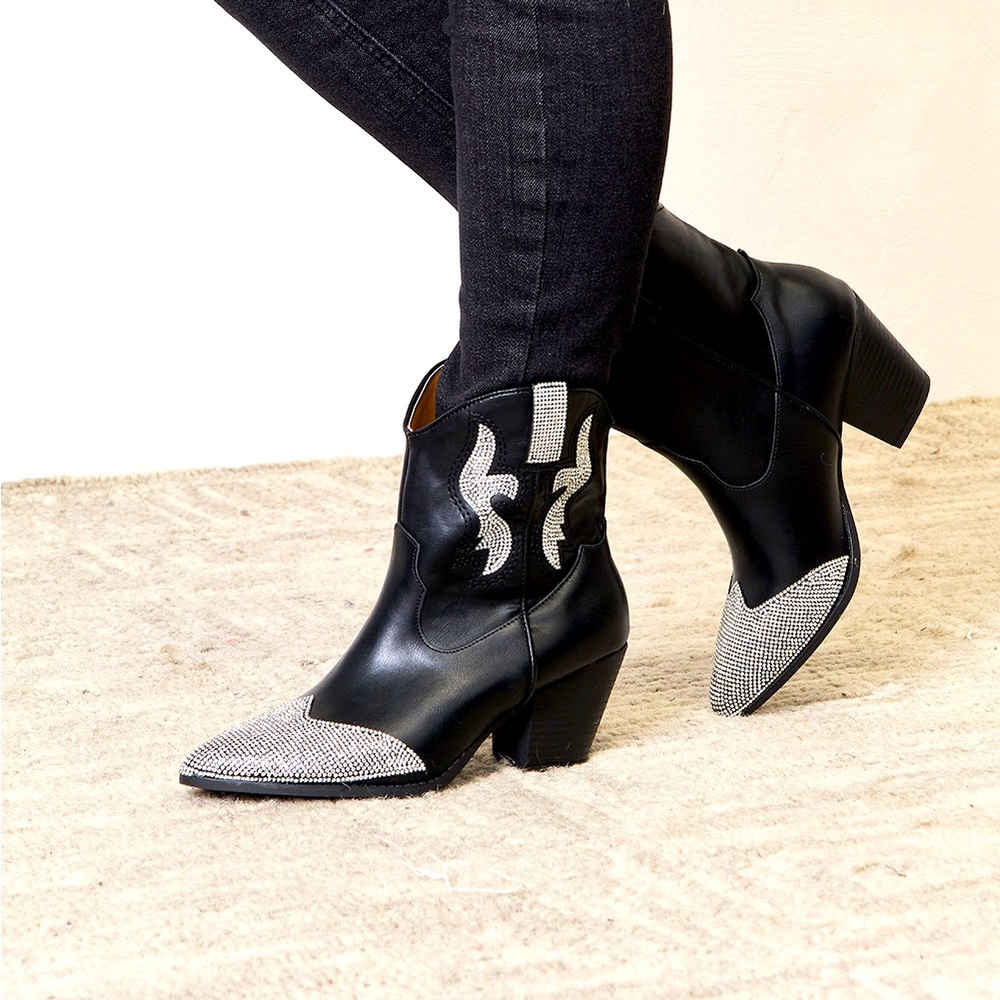 Rhinestone Pointed Boots